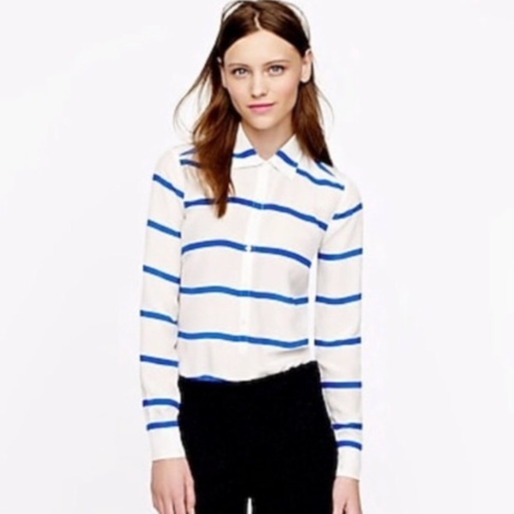 BNWOT $135 JCREW Blue & White Stripe Popover, Sz 6